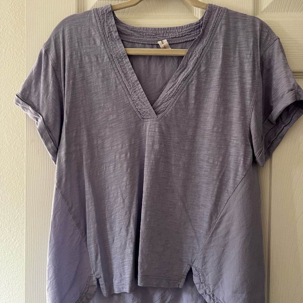 Daily Practice by Anthro Purple Cuffed Sleeve Tee